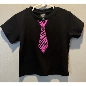 The Grave Girls Dropped Baby Tee Black with Pink Tie Size S